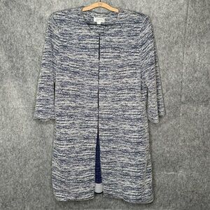Tahari by Arthur S. Levine ASL Navy White Knit Topper‎ Jacket- Sz L